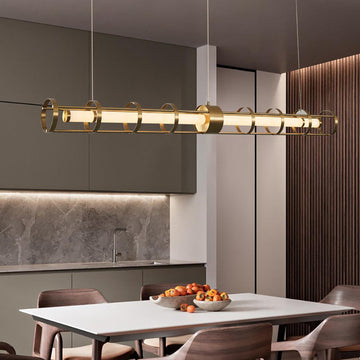 Modern Gold Cylinder Kitchen Island Light Linear Pendant Light for Dining Room